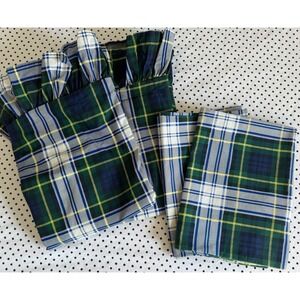 Ralph Lauren Gordon Tartan Plaid 4 Pc Set 2 Ruffled Shams 2 Pillowcases USA Made